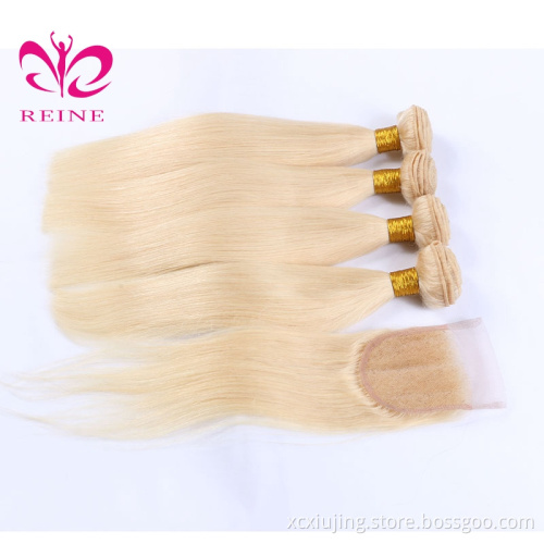Two tone 1b/blonde straight hair bundles with closure new style soft tangle free brazilian ombre hair extensions